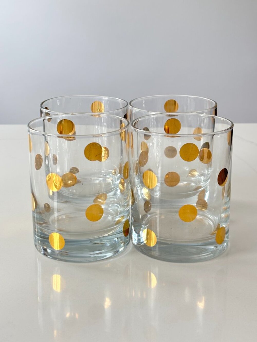 Kate Spade NY Pearl Place by Lenox Clear Gold Dots 4  Lowball Glasses